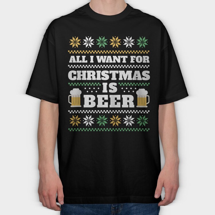 Beer Ugly Sweater 2, Tricou Oversize Barbati (Unisex)