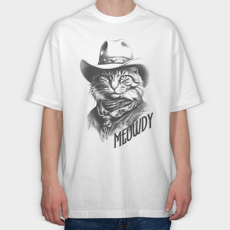 Cowboy Cat In Hat, Tricou Oversize Barbati (Unisex)