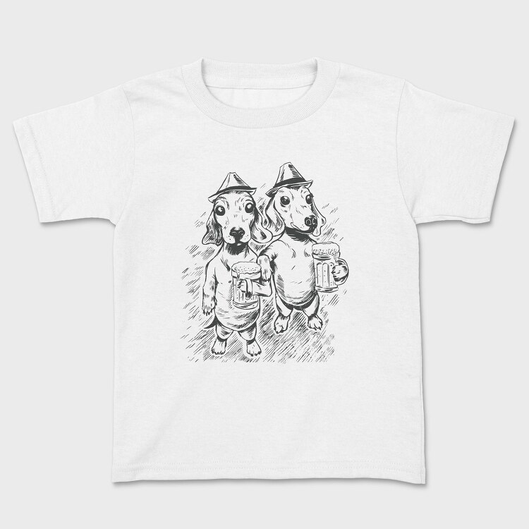 Daschund Sketch Beer, Tricou Copii