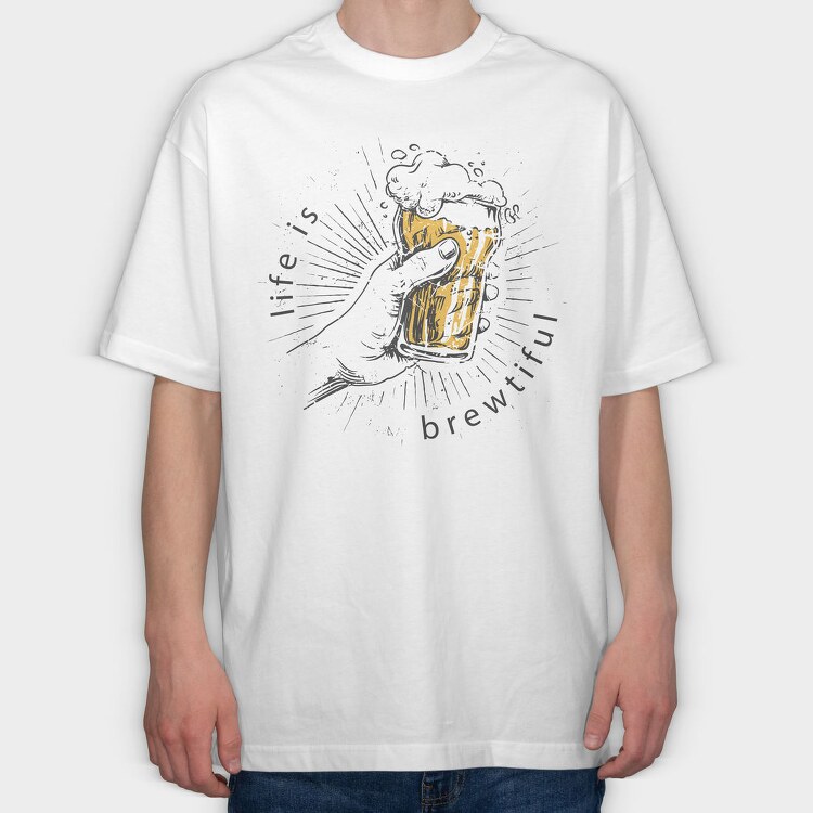 Beer Life Brewtiful, Tricou Oversize Barbati (Unisex)