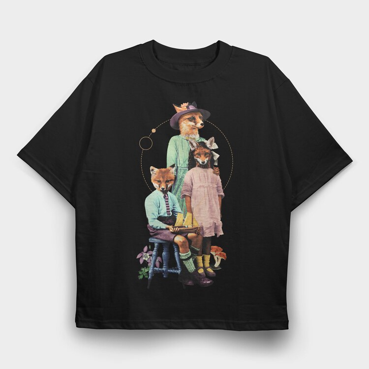Fox family, Tricou Oversize Barbati (Unisex)