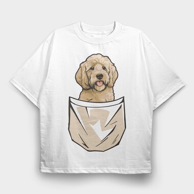 Golden Doodle Pocket, Tricou Oversize Barbati (Unisex)