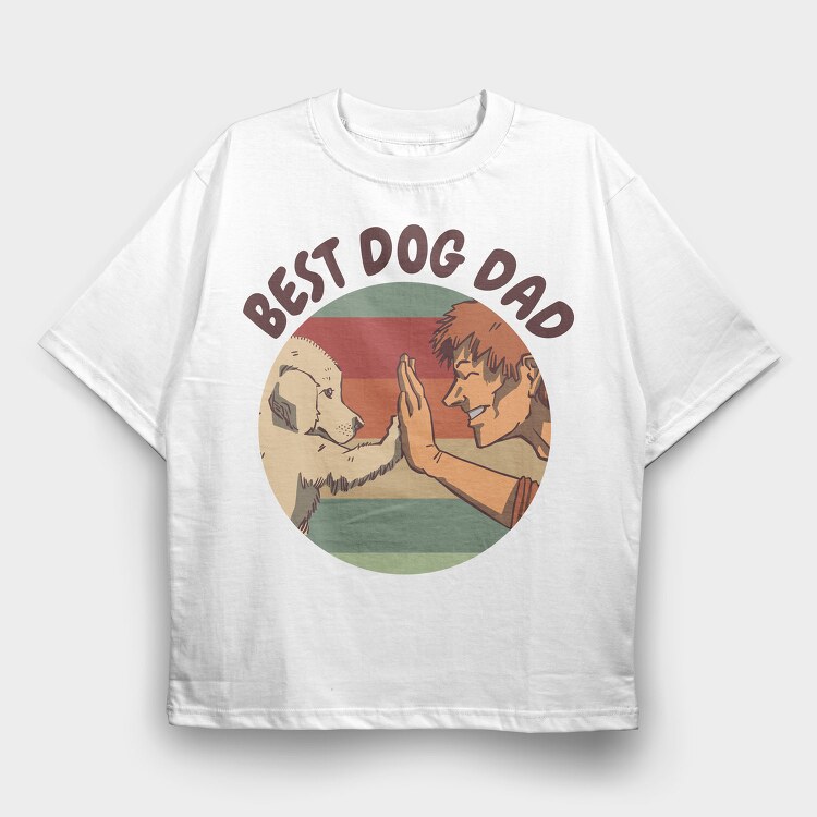 Best Dog Dad, Tricou Oversize Barbati (Unisex)