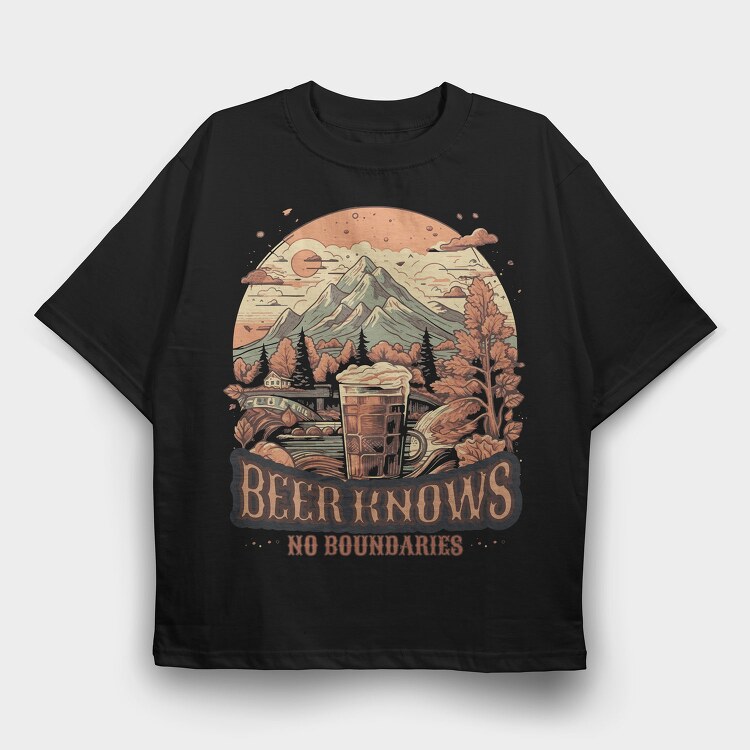 Beer Knows No Boundaries, Tricou Oversize Barbati (Unisex)
