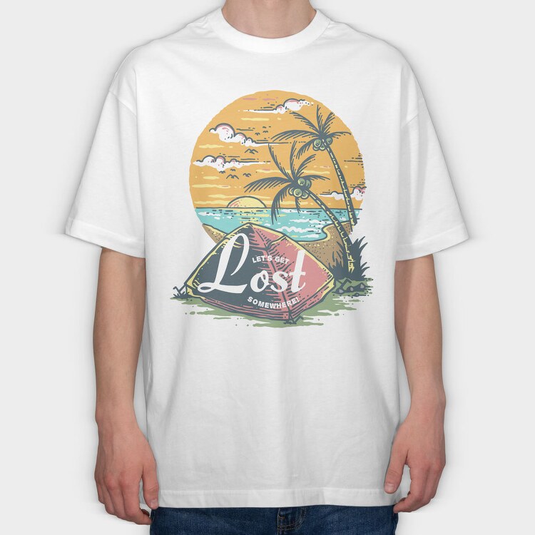 Beach Camping, Tricou Oversize Barbati (Unisex)