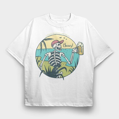 Cheers Skull, Tricou Oversize Barbati (Unisex)