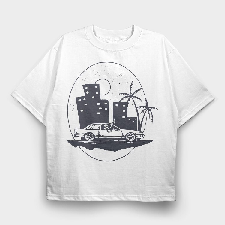 City Night Drive, Tricou Oversize Barbati (Unisex)