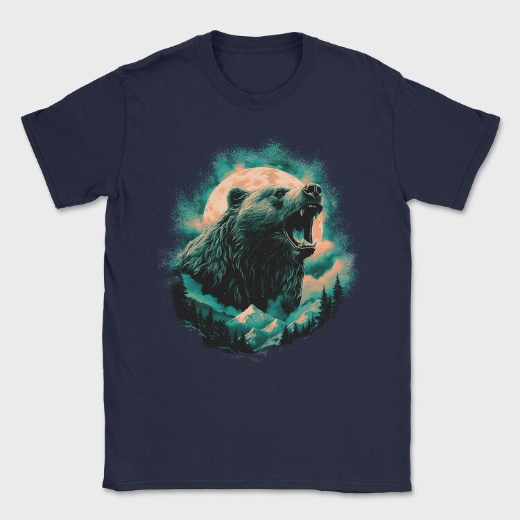 Bear With Mountains Moon, Tricou Barbati (Unisex)