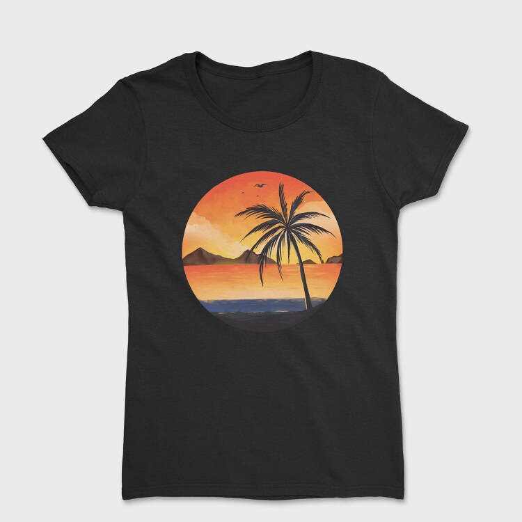 Beach Sunset Palm, Tricou Femei