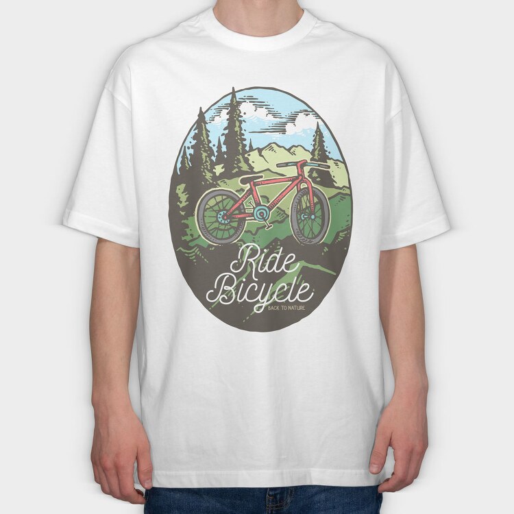 Ride Bicycle, Tricou Oversize Barbati (Unisex)
