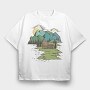 The Cabin On Lake, Tricou Oversize Barbati (Unisex)