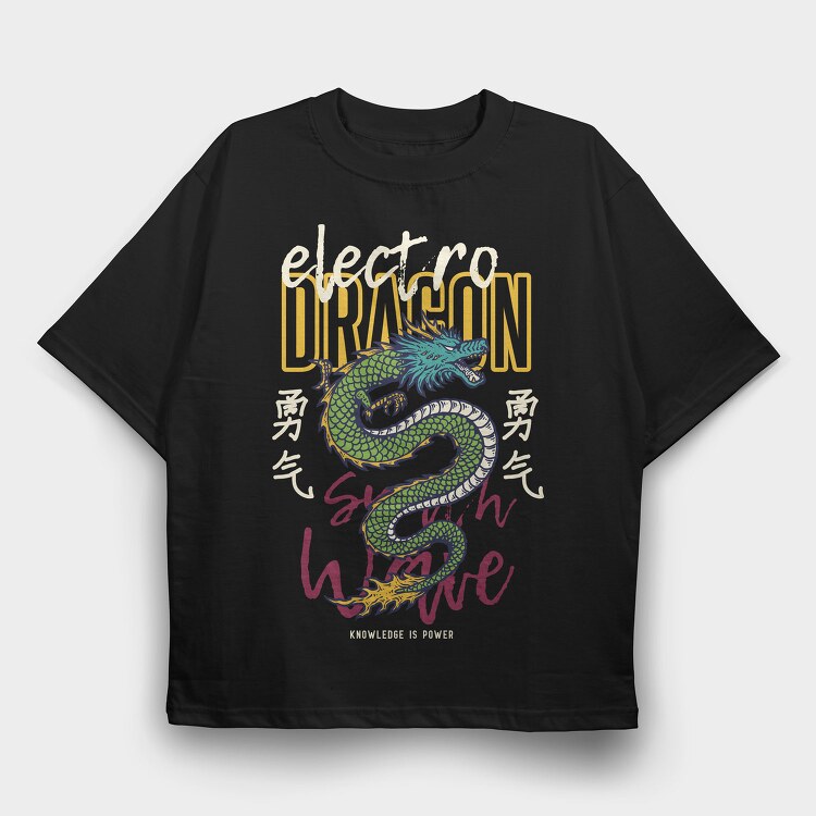 Electro Dragon Tattoo, Tricou Oversize Barbati (Unisex)
