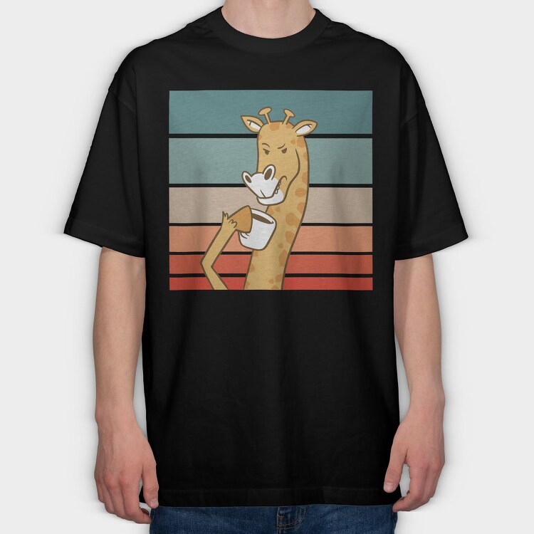 Giraffe Cofee, Tricou Oversize Barbati (Unisex)