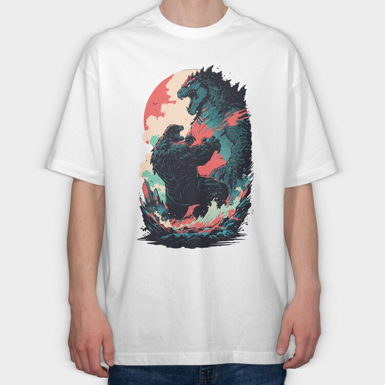 Godzilla Fight, Tricou Oversize Barbati (Unisex)