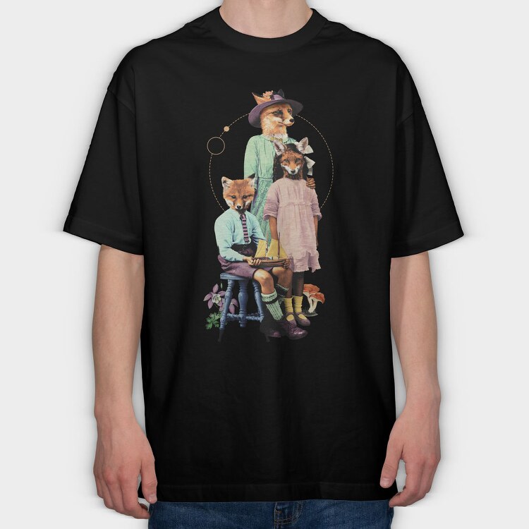 Fox family, Tricou Oversize Barbati (Unisex)