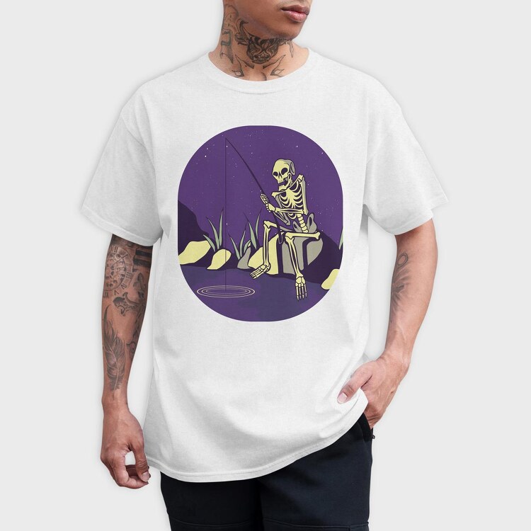 Fishing Skull, Tricou Barbati (Unisex)