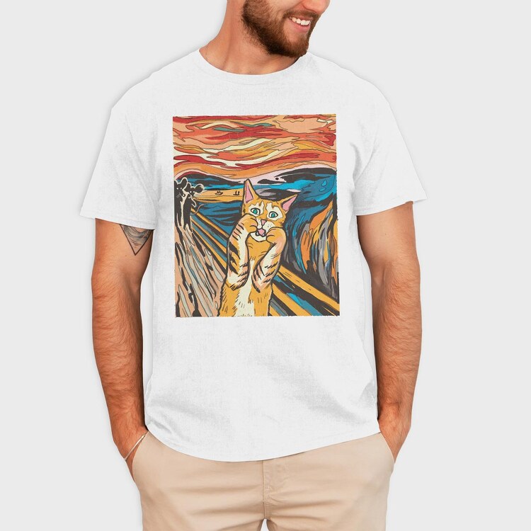 Cat Munch Scream, Tricou Barbati (Unisex)