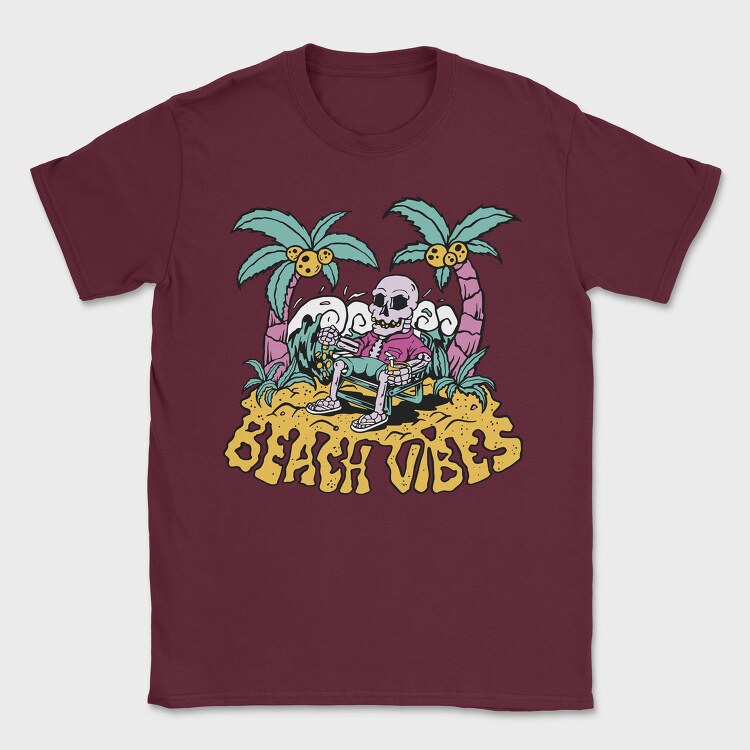 Beach Vibes Skeleton, Tricou Barbati (Unisex)