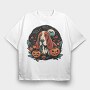 Basset Hound Halloween, Tricou Oversize Barbati (Unisex)