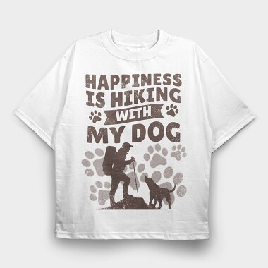 hiking with my dog mono, Tricou Oversize Barbati (Unisex)