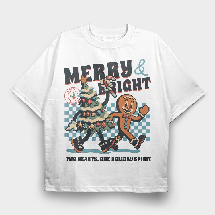 Merry and Bright Tree Cookie, Tricou Oversize Barbati (Unisex)