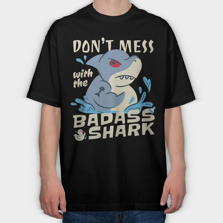 Badass Shark, Tricou Oversize Barbati (Unisex)