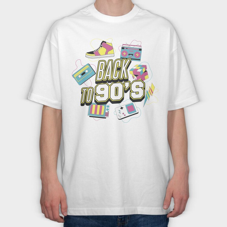 Back to 90 S, Tricou Oversize Barbati (Unisex)