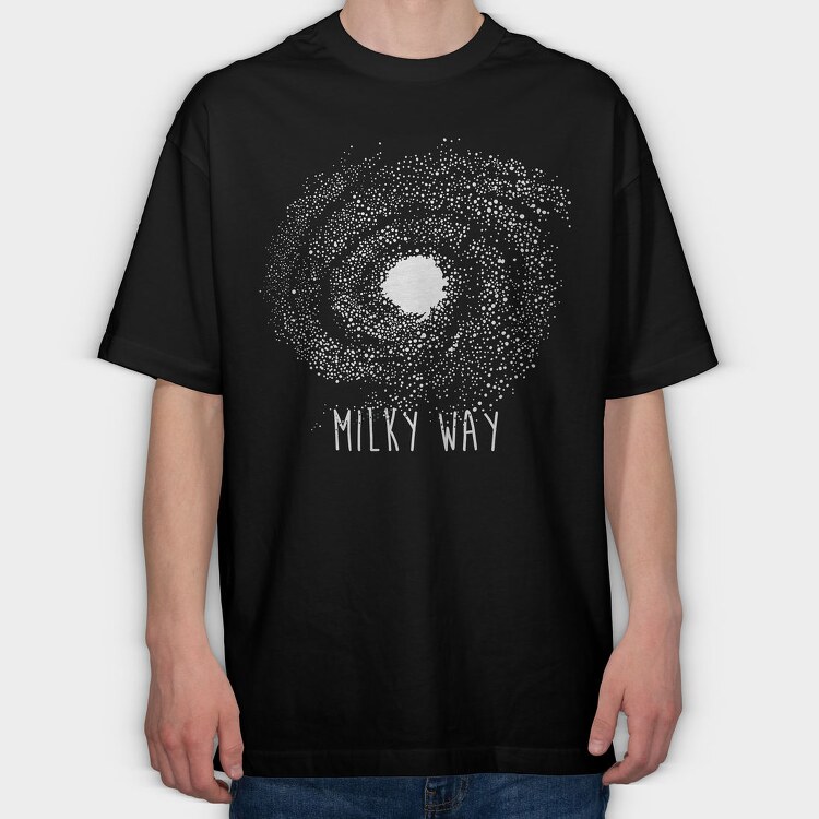 Milky Way White, Tricou Oversize Barbati (Unisex)