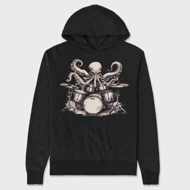 octopus playing drums, Hanorac Oversize Barbati (Unisex)