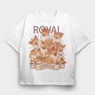 Royal Corgis, Tricou Oversize Barbati (Unisex)