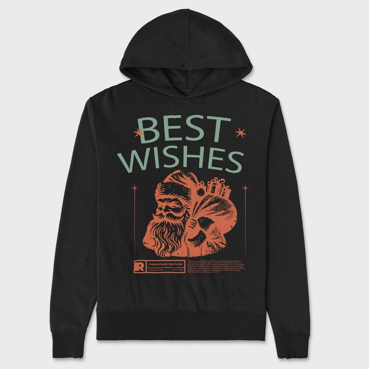 Santa Best Wishes, Hanorac Oversize Barbati (Unisex)
