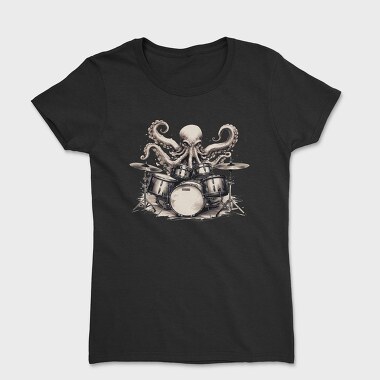 octopus playing drums, Tricou Femei