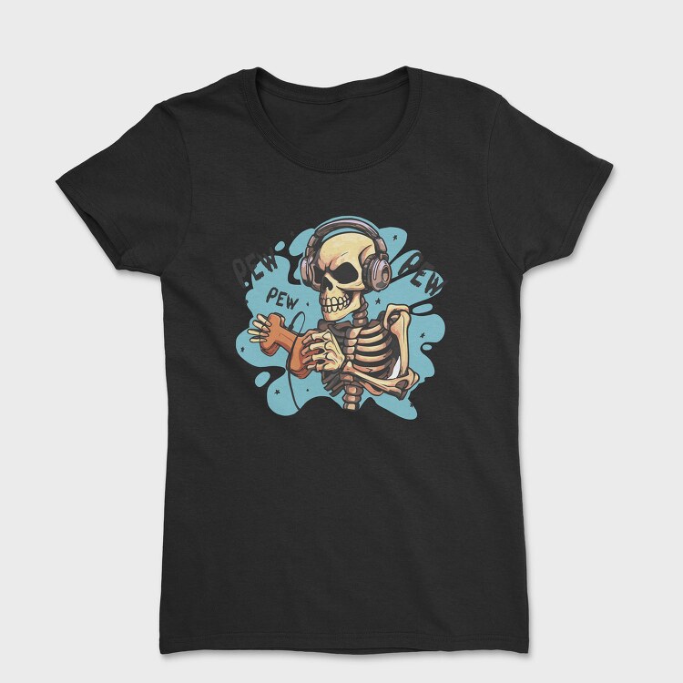 Creepy Skeleton Playing Videogames, Tricou Femei