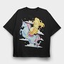Banana Riding Unicorn, Tricou Oversize Barbati (Unisex)