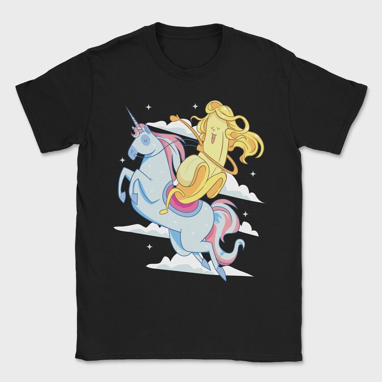 Banana Riding Unicorn, Tricou Barbati (Unisex)