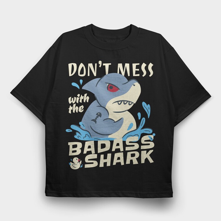 Badass Shark, Tricou Oversize Barbati (Unisex)