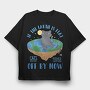 Bad Cat Flat Earth, Tricou Oversize Barbati (Unisex)