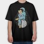 Astronaut Reading moon, Tricou Oversize Barbati (Unisex)