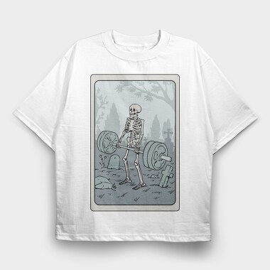 Skeleton Deadlifting Tarot Card, Tricou Oversize Barbati (Unisex)