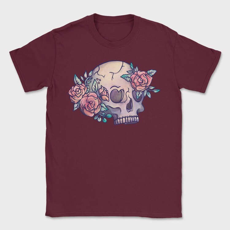 Tattoo Skull Flowers, Tricou Barbati (Unisex)