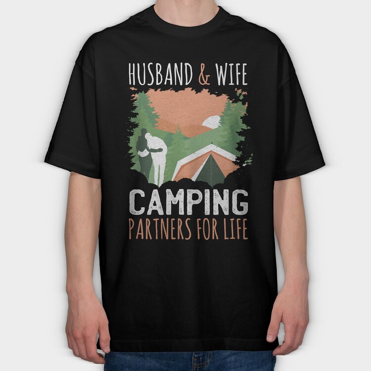 Couple Camping, Tricou Oversize Barbati (Unisex)