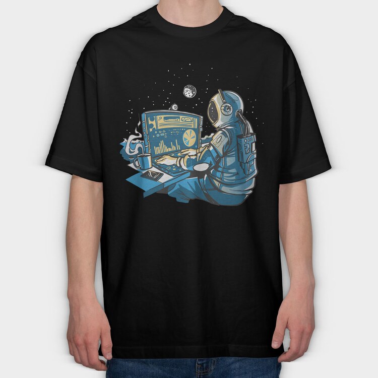Astronaut Computer, Tricou Oversize Barbati (Unisex)
