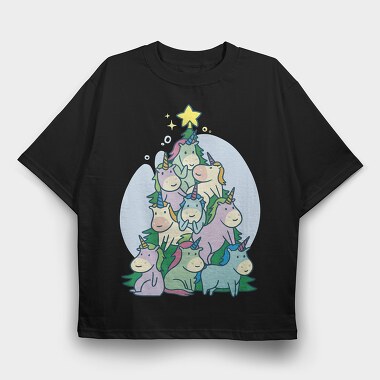 Unicorn Christmas Tree, Tricou Oversize Barbati (Unisex)