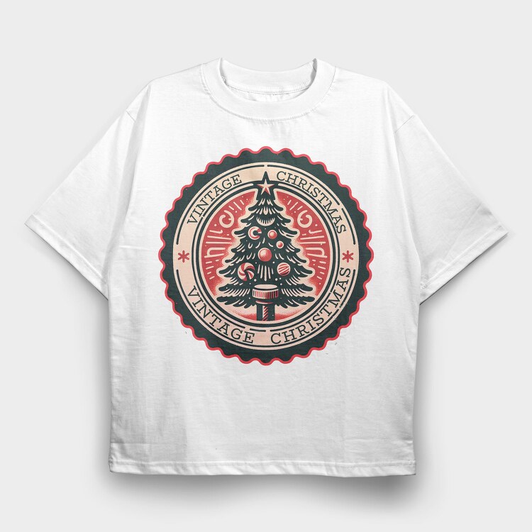 Vintage Christmas, Tricou Oversize Barbati (Unisex)