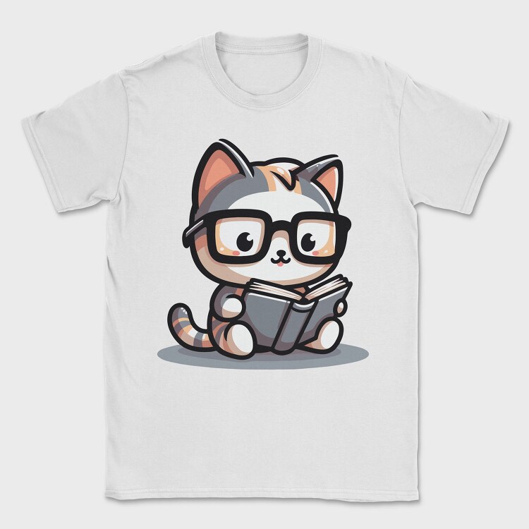 Clever Cat Reading, Tricou Barbati (Unisex)