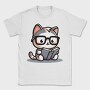 Clever Cat Reading, Tricou Barbati (Unisex)