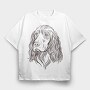 Cocker Illustration Spaniel Dog, Tricou Oversize Barbati (Unisex)