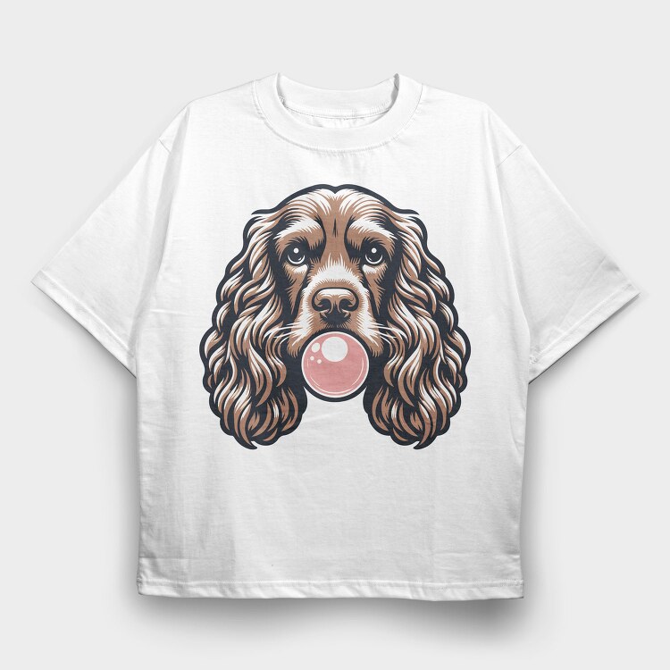Cocker Spaniel Chewing Gum, Tricou Oversize Barbati (Unisex)