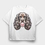 Cocker Spaniel Chewing Gum, Tricou Oversize Barbati (Unisex)