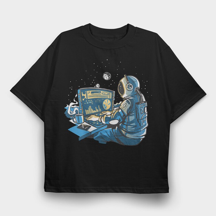 Astronaut Computer, Tricou Oversize Barbati (Unisex)